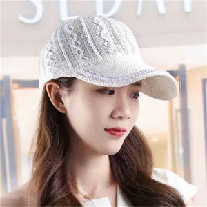 Casquette de canard creuse en tricot strass faits à la main d'été chapeau de soleil élégant