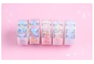 PET transparent washi tape set with butterfly poetry design, aesthetic stationery for journaling.