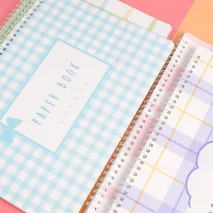 Pastel ruitjes spiraalnotitieboek set, schattige planner agenda voor dagelijkse notities.