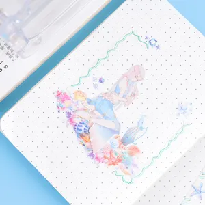 PET transparentes Washi-Klebeband-Aufkleber-Set mit Fantasie-Meerjungfrau und Muscheln.