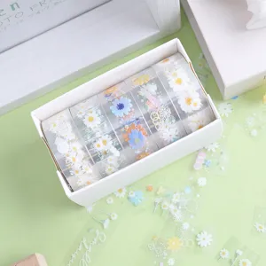 Daisy PET Washi Tape Set Clear Decorative Tape Box for Journal Scrapbooking DIY Crafts