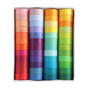 Juego de cinta washi de color sólido 48 rollos cinta adhesiva decorativa 15mm para manualidades