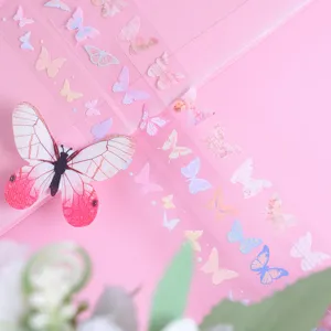 PET transparent washi tape set featuring butterfly designs for decorative journaling and crafts.