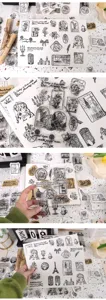 Vintage clear stamps transparent stickers set for journaling scrapbooking retro stationery craft