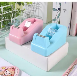 Macaron color tape dispenser, small desktop cutter for student office and packing use.