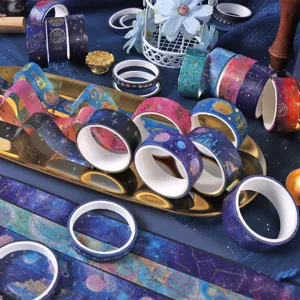 Washi tape set gold foil starry sky design DIY decorative sticky masking tapes!