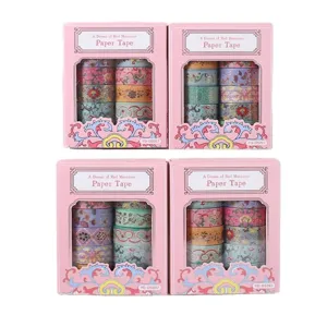 Dream of Red Mansions washi tape set decorative masking sticker DIY craft pink box