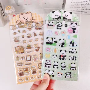 Cute 3D puffy stickers cartoon bear panda journal decorative stationery cute sticker packs