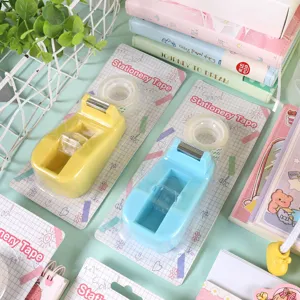 Macaron Tisch Klebebandabroller mit klarem Tape, süßes Schüler Schreibwaren Set für Büro.