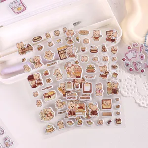 Cute 3D cartoon bear sticker sheet for journal diary DIY decoration stationery supply