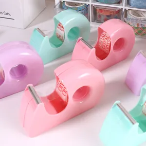 Set Portanastro da Tavolo Macaron Con Lama in Acciaio Inossidabile Taglierina per Nastro in Plastica Per Ufficio Scuola