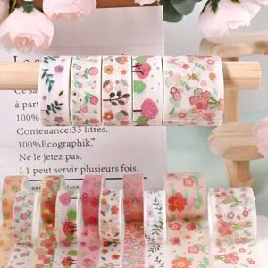 Spring floral washi tape set decorative stickers for DIY journaling and scrapbooking