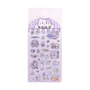 Cute purple cat puffy stickers for journaling scrapbooking waterproof aesthetic stationery