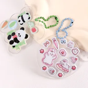 Cute 3D bubble stickers cartoon food series journal DIY decorative sticker set with chain.