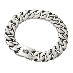 Heavy Duty Stainless Steel Cuban Link Dog Collar Metal Chain With Secure Snap Buckle For Large Dogs Pet Training