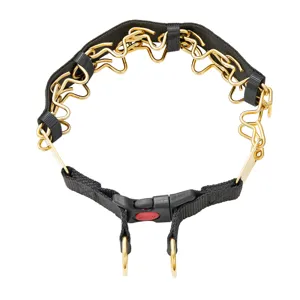 Stahl Hunde-Stachelhalsband Detail, robuste Metallglieder mit sicherem Schnellverschluss.