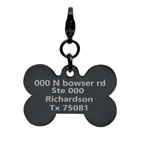 Custom engraved stainless steel bone pet ID tag, durable metal pendant for dogs and cats.