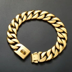 32mm Heavy Duty Stainless Steel Cuban Link Dog Collar Gold Pet Chain Metal Choke Necklace