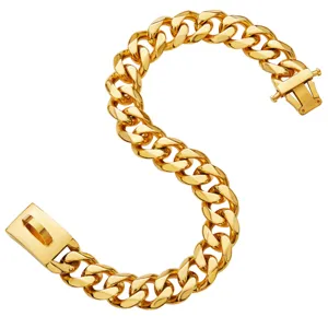 15mm oro acciaio inossidabile pesante cubano maglia animale domestico collare cane fibbia