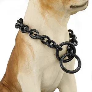 15mm schwarze metall hundekette halsband haustier trainingshalsband slip halsband detail