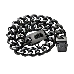 Schwere schwarze Edelstahl Hundekette Halsband mit sicherem D-Verschluss für große Hunde 19mm