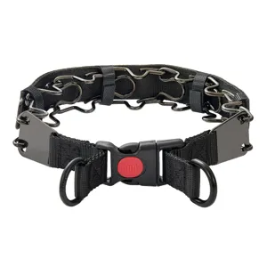 Schwarzes Hunde-Trainingshalsband aus Edelstahl mit Nylon für große Hunde Detailansicht.