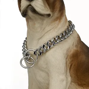 Catena per cani pesante in acciaio inossidabile collare maglia cubana per animali