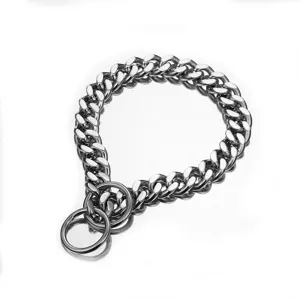 Catena per cani in acciaio inox maglia cubana collare P metallo resistente dettaglio