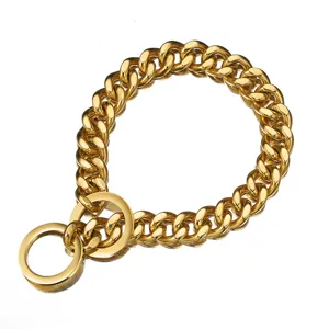 15mm or animal compagnie chien chaine metal collier etrangleur acier inoxydable entrainement