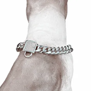 14mm edelstahl cuban link hundehalsband mit schloss anhänger schwere haustierkette zubehör