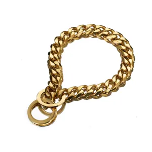 15mm Gold Stainless Steel Pet Dog Chain Collar Heavy Duty Metal Slip Chain for Dogs