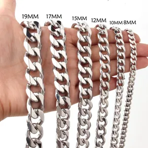 Collana catena maglia cubana uomo acciaio inox hip hop biker moda gioielli misure