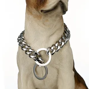 Collier pour chien en acier inoxydable chaine cubaine articles pour animaux de compagnie 15mm
