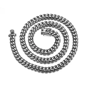 Stainless steel silver Cuban link chain necklace hip hop style men jewelry thick chain