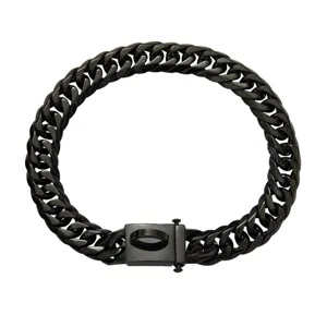 16mm Black Stainless Steel Cuban Link Dog Collar Heavy Duty Metal Pet Chain Safety Buckle
