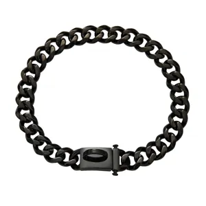 Collare per Cani in Acciaio Inossidabile Nero 15mm Catena Cubana Pesante con Fibbia