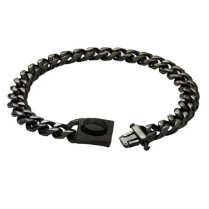 Schweres schwarzes kubanisches Gliederhundehalsband aus robustem Titanstahl für Haustiere.