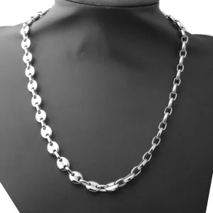 Stainless steel coffee bean chain detail showing durable metal and unique hip hop style links.