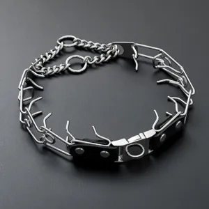 Stainless steel dog training prong collar with quick release buckle for large dogs pet supply
