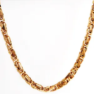 Men Gold Stainless Steel Byzantine Chain Necklace Hip Hop Thick Link Chain Jewelry