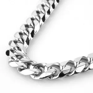 Stainless steel cuban link chain for men thick silver hip hop jewelry heavy metal style detail