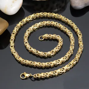 Men gold stainless steel Byzantine link chain necklace hip hop thick heavy neck jewelry item