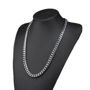 Mens Stainless Steel Cuban Link Chain Necklace Hip Hop Silver Thick Choker Jewelry