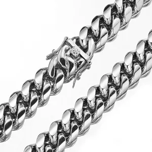 Stainless Steel Cuban Link Chain Men Hip Hop Necklace Heavy Metal Jewelry Detail View