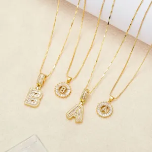 Stainless Steel Rhinestone Letter Pendant Necklace Gold Silver Plated Alphabet Clavicle Chain Fashion Jewelry Gift