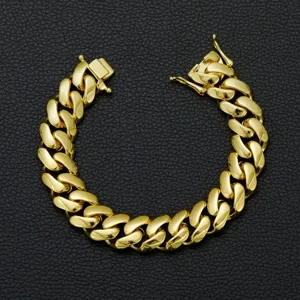 Men gold Cuban link chain bracelet stainless steel hip hop heavy metal jewelry fashion accessory