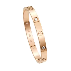 Rose gold stainless steel moissanite screw bangle bracelet for women luxury fashion jewelry