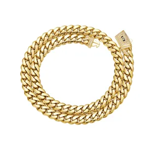 Gold Cuban Link Chain Heavy Hip Hop Stainless Steel Necklace Jewelry For Men Style