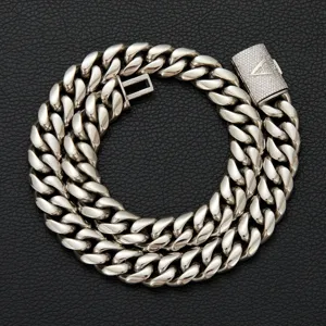 Men hip hop cuban chain necklace steel color letter clasp fashion jewelry accessory