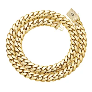 Gold Stainless Steel Cuban Link Chain Necklace for Men Women Heavy Hip Hop Jewelry